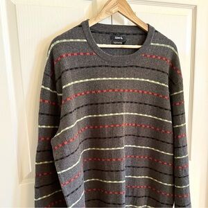 90s Ashworth Vintage Men's Cotton/Wool Blend Gray Sweater W/ Multicolor Stripe